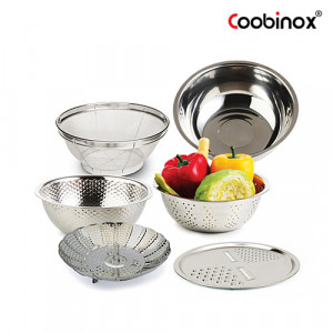 7. [Coobinox] 쿠비녹스 믹싱볼 쌀함박 채망 채반 찜판 채칼 6종 세트