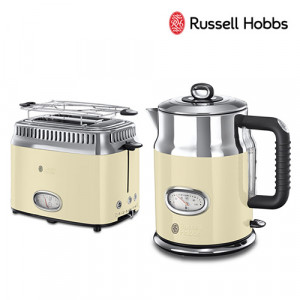 18. [Russell Hobbs] 러셀홉스 레트로 2종 세트(토스터기+1.7L 전기포트)_RH-2167C+RH-2168C_크림