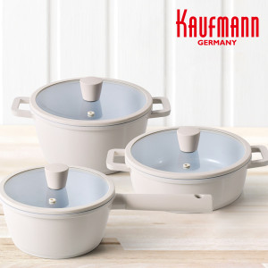 11. [Kaufmann] 카우프만 데이지 IH 세라믹 냄비 3종 A 세트 (편수18cm+양수20cm+전골20cm)