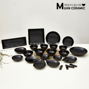 50. [MUAN CERAMIC] 무안도자기 골드샤인 철유 4인조 홈세트 25p