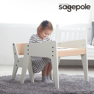 43. [sagepole] 세이지폴 19년형 NEW 북클레벤 유아책상의자 세트 코튼화이트_AKBDA-004