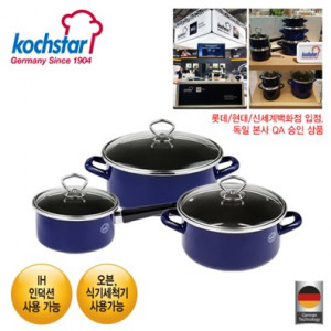 52. [kochstar] 콕스타 비엔나 블루 케라믹 냄비 3종 세트_KSC-VBS6P04(편수16cm+양수20cm,24cm)