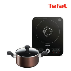 37. [Tefal] 테팔 스피디 1구 인덕션 전기레인지+초콜릿 티타늄 프로 양수냄비 20cm 세트