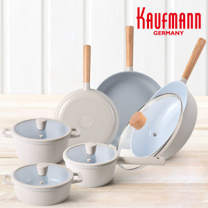 27. [Kaufmann] 카우프만 데이지 IH 세라믹 주방 10P 세트(GB형) (편수18cm+양수20cm+전골20cm+프라이팬24,28cm +궁중팬28cm+유리뚜껑28cm)