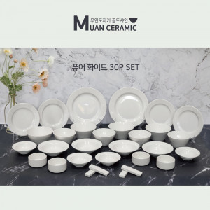 66. [MUAN CERAMIC] 무안도자기 골드샤인 퓨어화이트 홈세트 30pcs