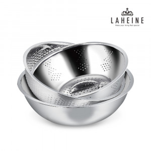 1. [LAHEINE] 라헨느 더 퀸 포토프 스테인레스 믹싱볼 3종 세트 (채반24cm+쌀함박26cm+다용도28cm)