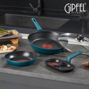 17. [GIPFEL] 기펠 피에르 IH 통주물 열센서 프라이팬 4종 세트 C_2구에그팬+감바스팬20cm+팬28cm+유리뚜껑28cm