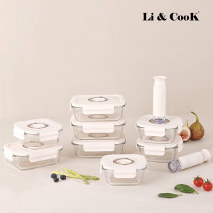 36. [Li&CooK] 리앤쿡 프레시 진공 밀폐용기 10종(252ml 4p,630ml 4p,진공흡입기2p)