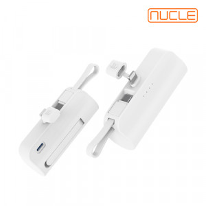 20. [NUCLE] 뉴클 8핀 (TYPE-C 스트랩) 도킹 보조배터리 5000mAh 화이트