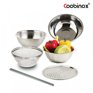 12. [Coobinox] 쿠비녹스 믹싱볼 쌀함박 채망 채반 젓가락 채칼 6종 세트