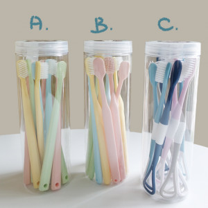 5. [다온라인몰] 미세모 칫솔 미끄럼방지 휴대용 긴 중간 작은헤드 혀클리너 3가지 디자인*10개입 1세트