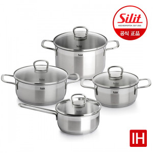 36. [Silit] 실리트 실리썸 프리모 IH 스테인리스 냄비 4종 세트 (편수16cm+낮은양수16,20cm+높은양수20cm+뚜껑4p)