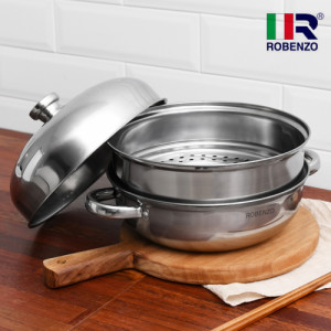 33. [ROBENZO] 로벤조 IH 스텐 2단 찜솥 단품_28CM(인덕션 호환가능)