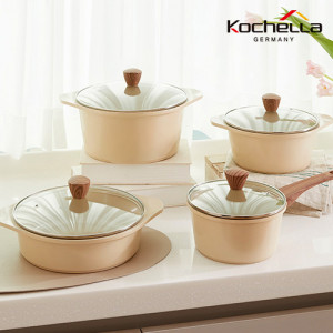 14. [kochella] 코첼라 루나 세라믹 냄비 4종 세트_편수18cm+양수20,24cm+전골24cm (인덕션호환가능)