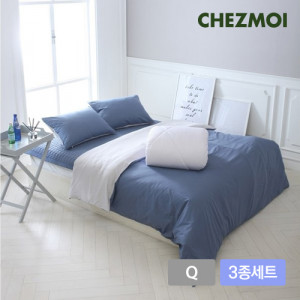 45. [CHEZMOI] 쉐모아 이불커버+이불솜 4종세트_프라임 퀸(영국산 양모 이불솜1,이불커버1,패드1,배게커버2)
