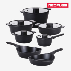 42. [NEOFLAM] 네오플램 불칸 IH 쿡웨어 7종 세트 (편수18cm+양수20,24cm+전골24cm+곰솥26cm+프라이팬28cm+웍28cm)