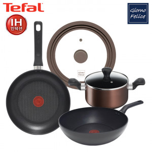 37.  [Tefal] 테팔 IH 티타늄 프라이팬냄비 4종세트 ID8WICP0SMCM (델리커시 프28cm+멀티28cm+초콜릿 양수20cm+실리콘 멀티 유리뚜껑 M)