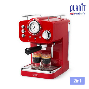43. [PLANiT] 플랜잇 홈 카페프레소 2in1 캡슐&원두 커피머신_PCM-F15R_빈티지레드